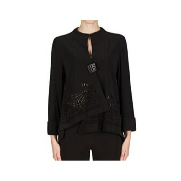 Joseph Ribkoff Black Laser-Cut Asymmetrical Jacket Button Detail Womens Size 6 - Picture 1 of 11